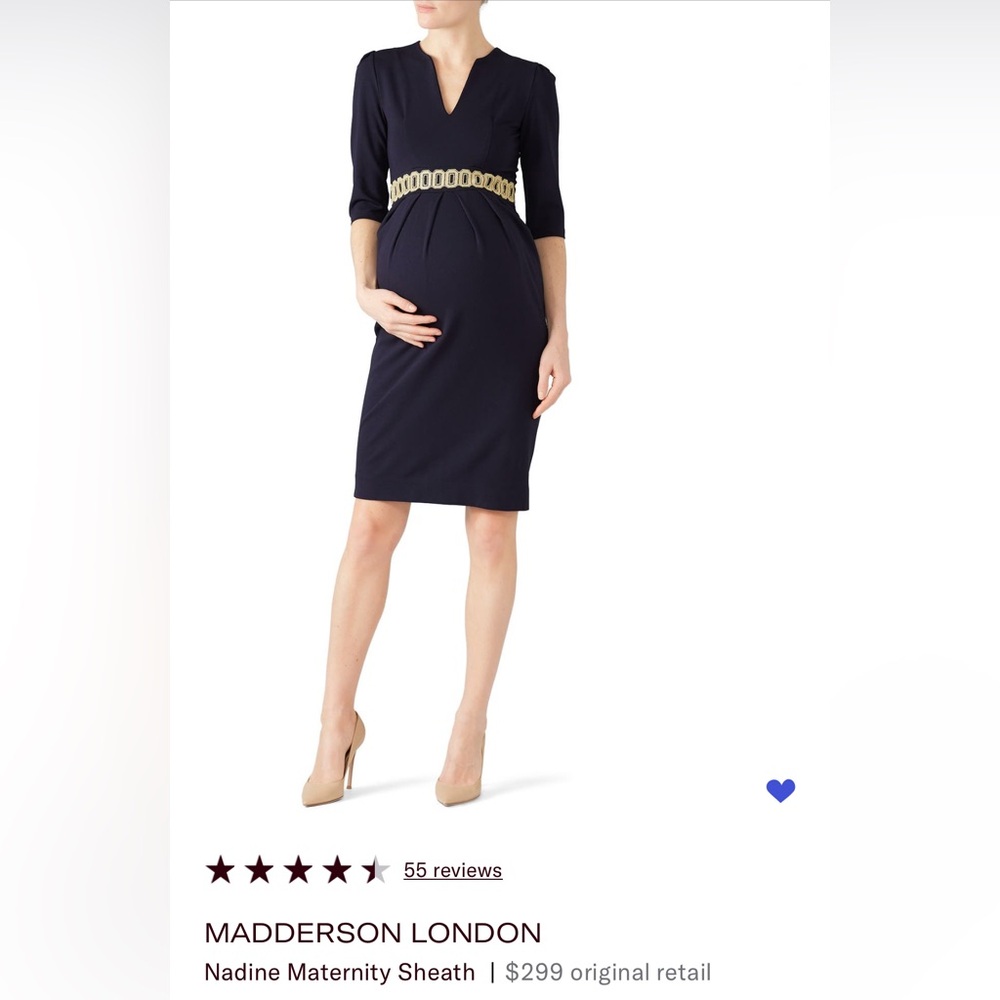 Maternity Black Dress with Gold Accents
